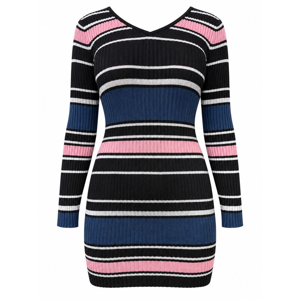 Striped Ribbed Mini Dress